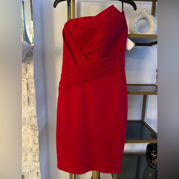 NEW Tadashi Shoji Elegant Red Strapless Dress - Picture 5 of 6